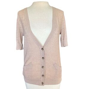 Women’s Tan Cottagecore Preppy Knit Lightweight Cardigan Sweater Sz L